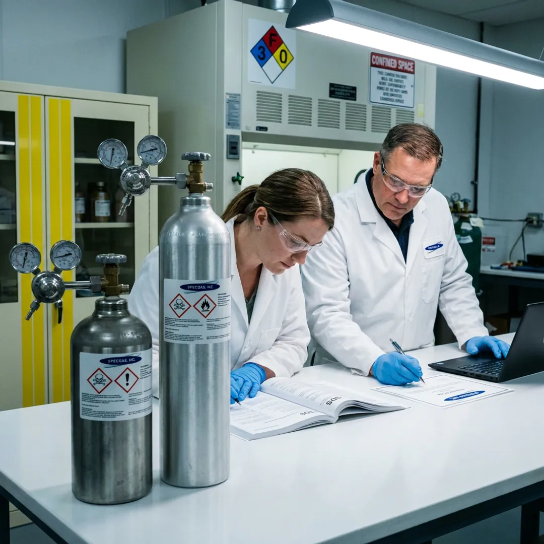 Specialty gas cylinders with SDS documentation