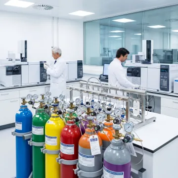 Custom certified calibration gas cylinders and lab setup