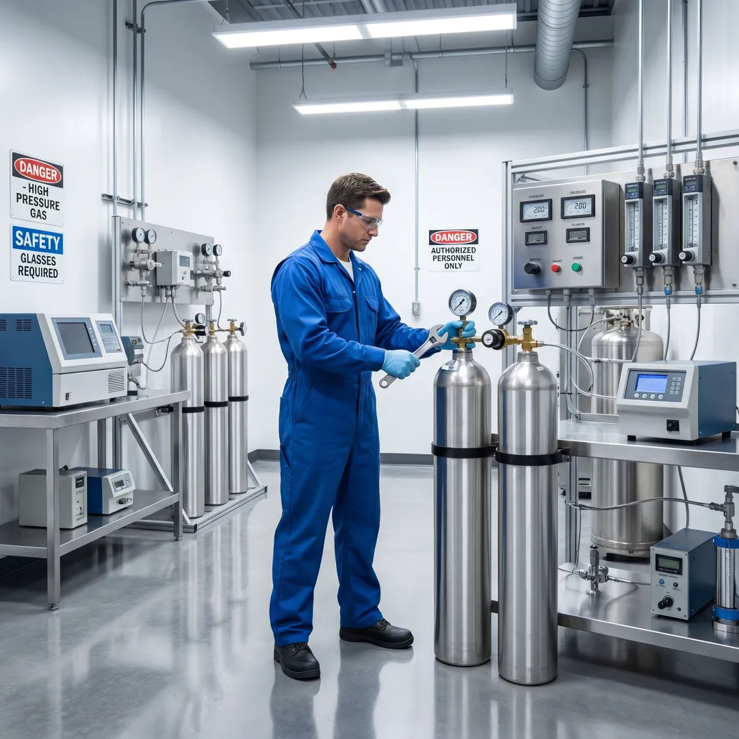 Specialty gas blending and cylinder preparation