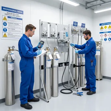 Helium gas cylinders in a specialty gas facility