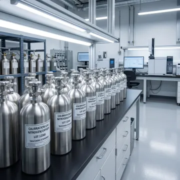Calibration gas cylinders in specialty gas lab