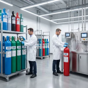 Specialty gas cylinders prepared for distributor supply