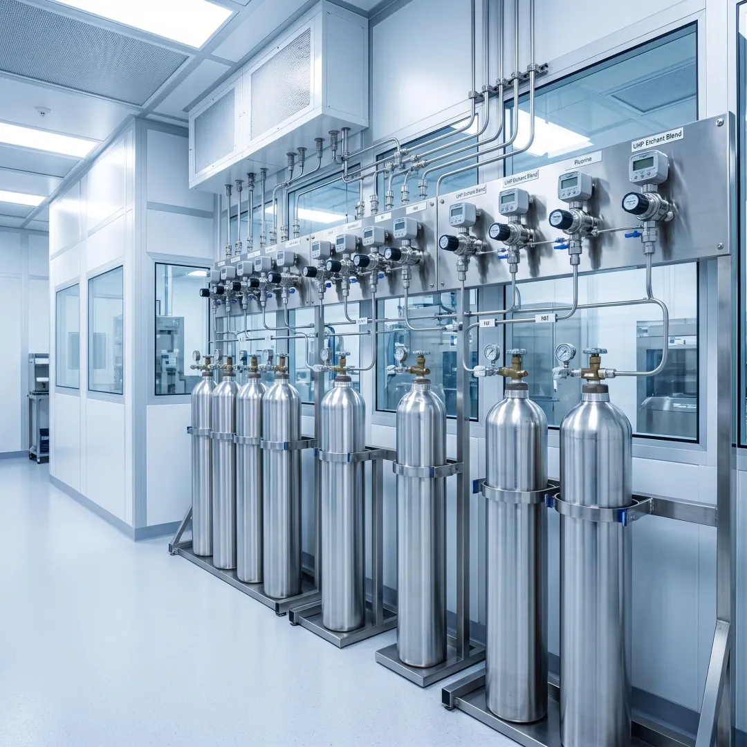 Ultra-high purity gas cylinders for semiconductor fabrication
