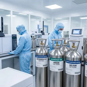 Certified reference material gas cylinders in laboratory setting