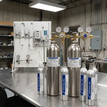 Specialty gas cylinders in a laboratory