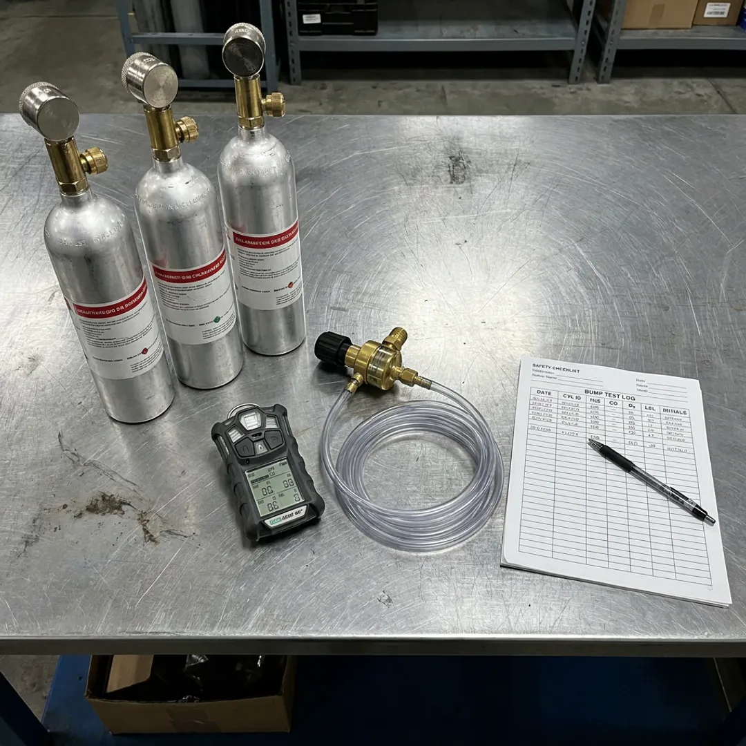 Calibration gas cylinders for confined space gas detectors