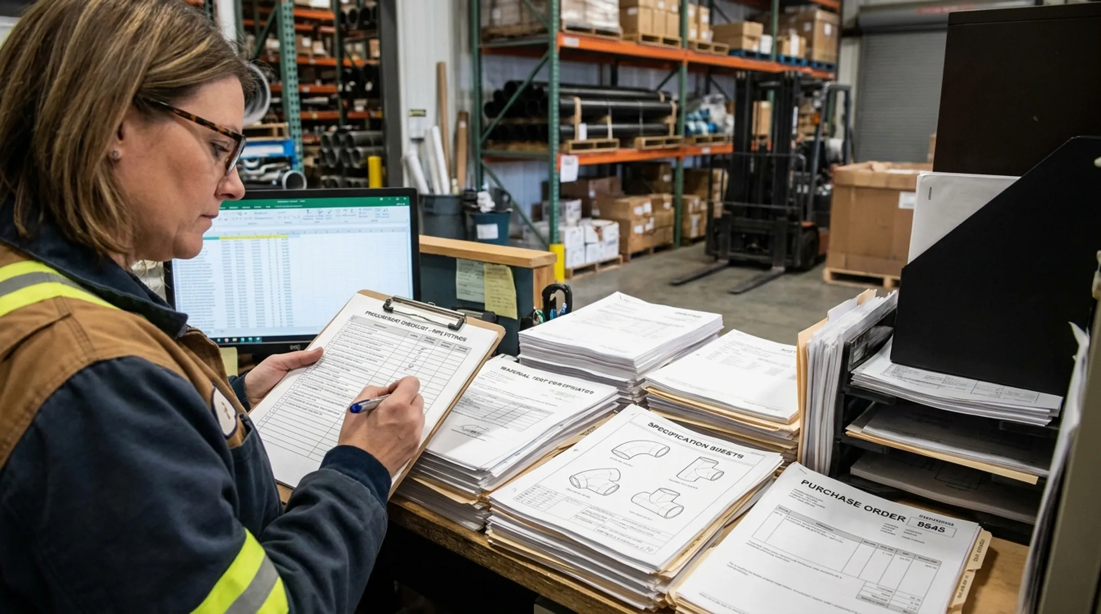 Purchase order checklist document for oil and gas pipe fitting procurement