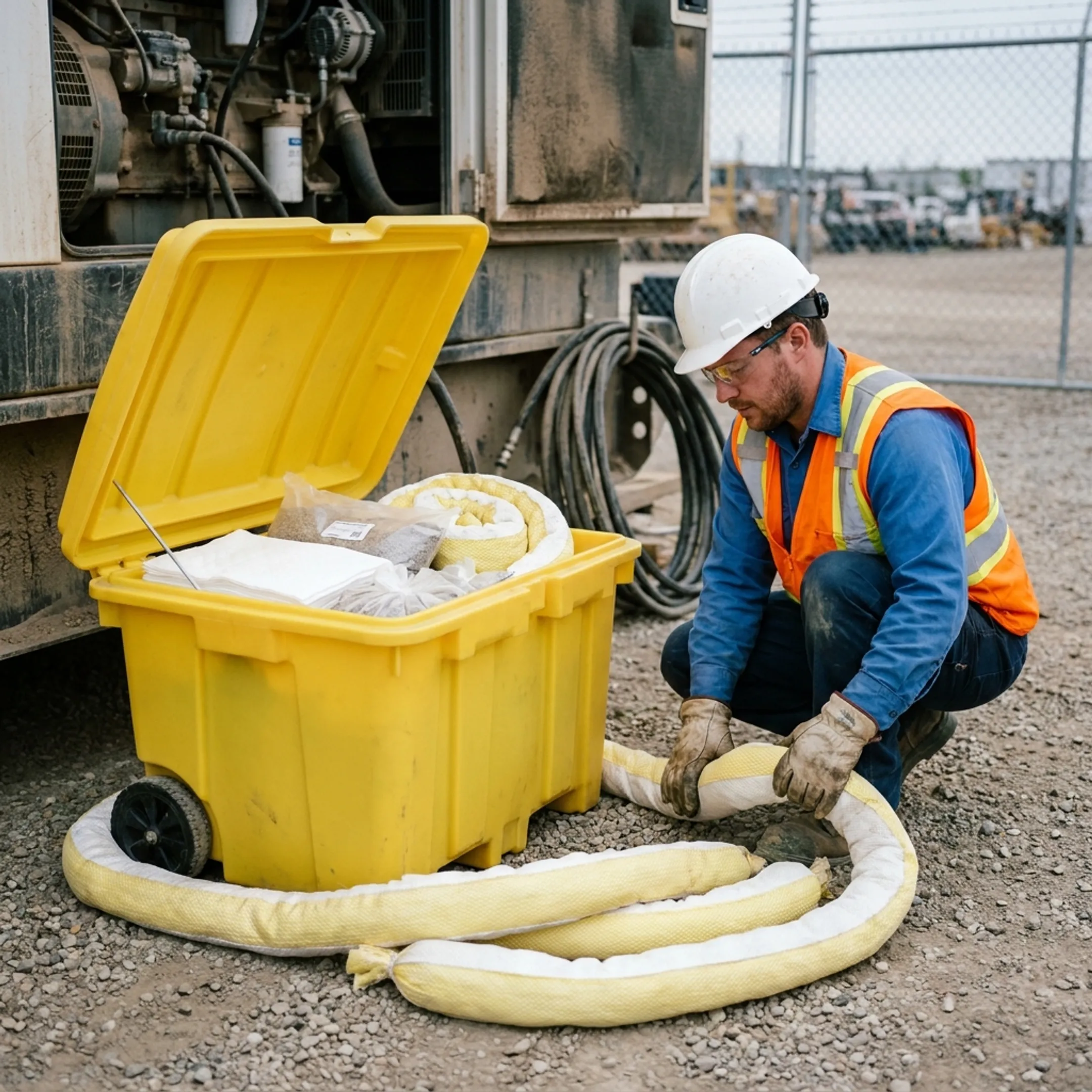 Construction Sites spill kit deployment
