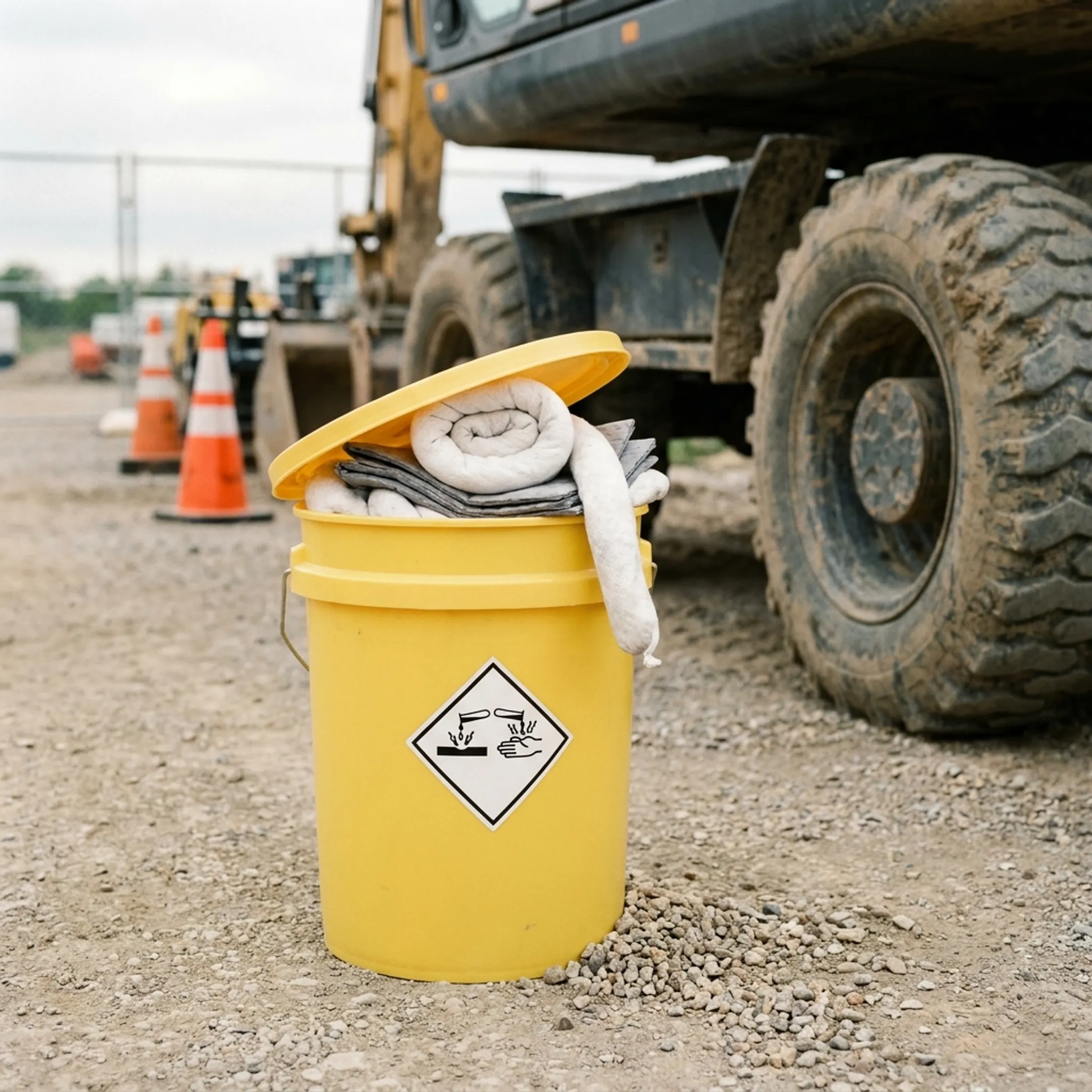 Construction site spill kit use