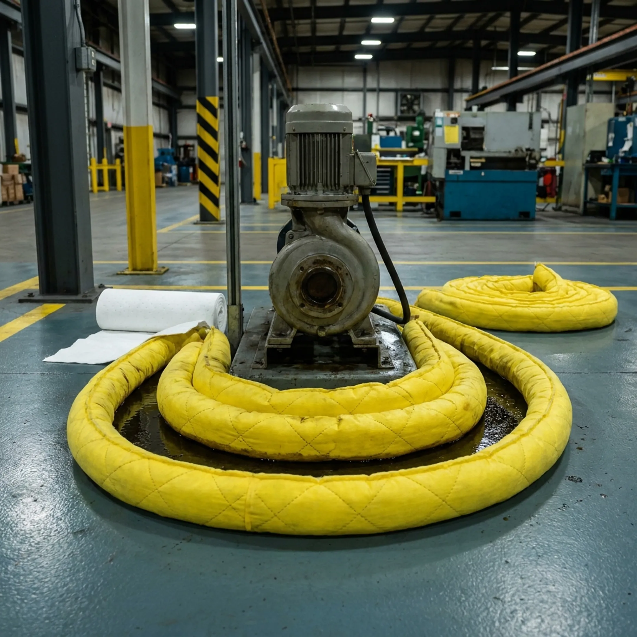 Industrial manufacturing spill containment boom