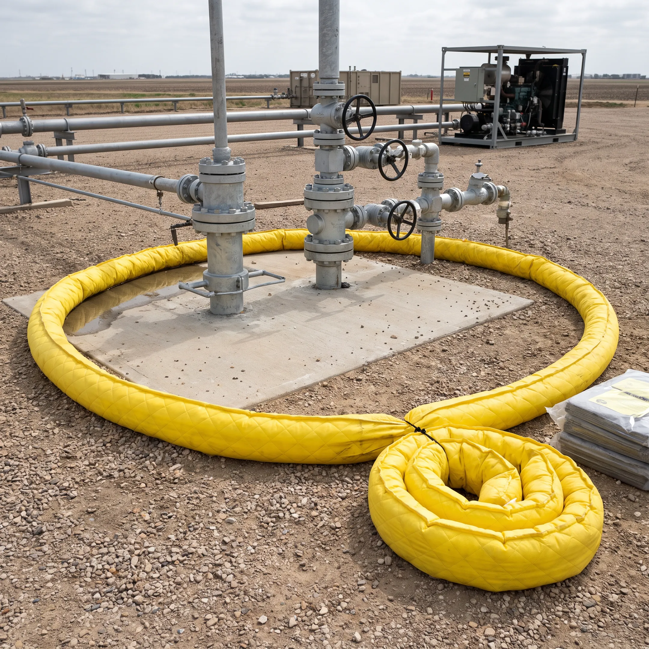 Oil and gas industry spill containment boom