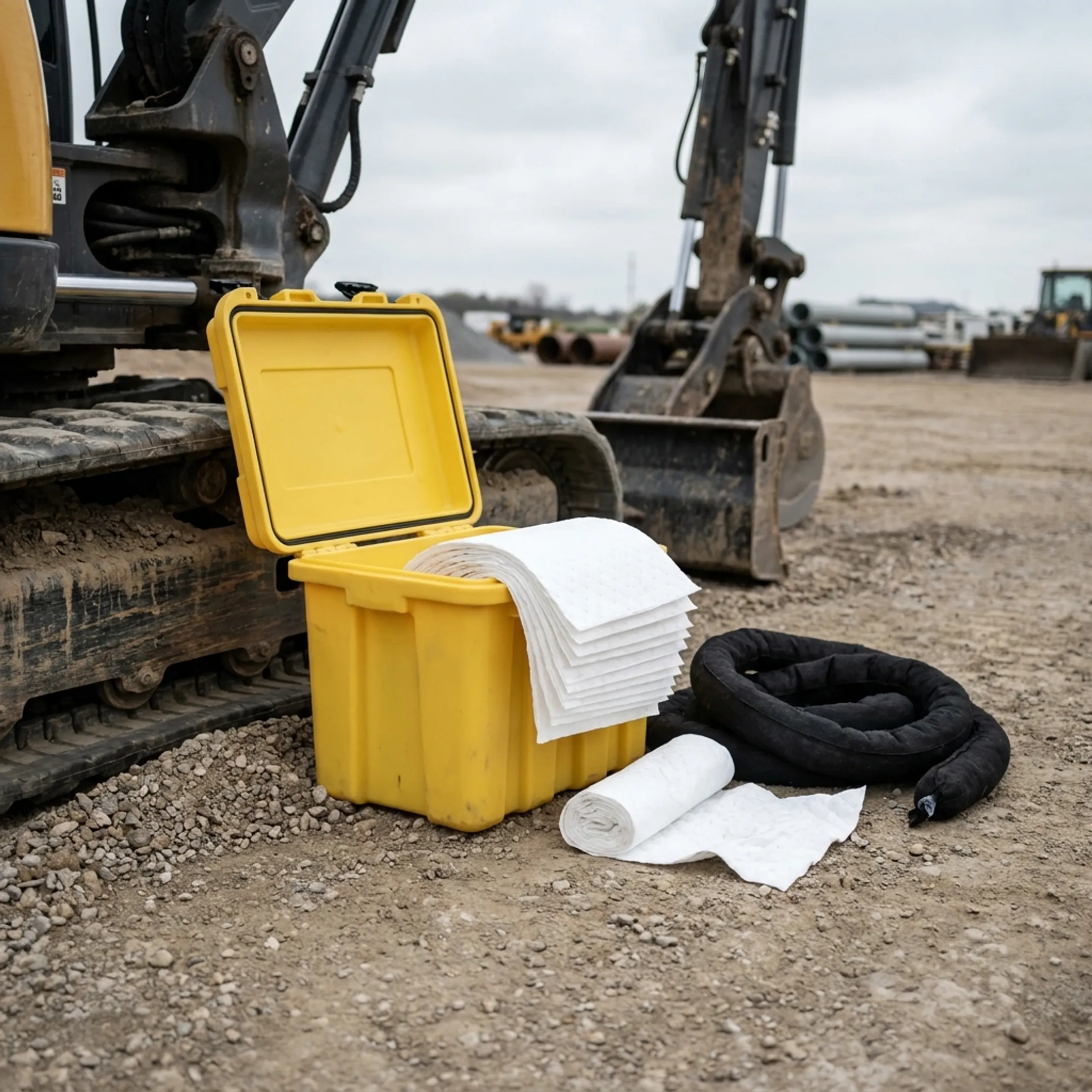 Construction site spill kit use