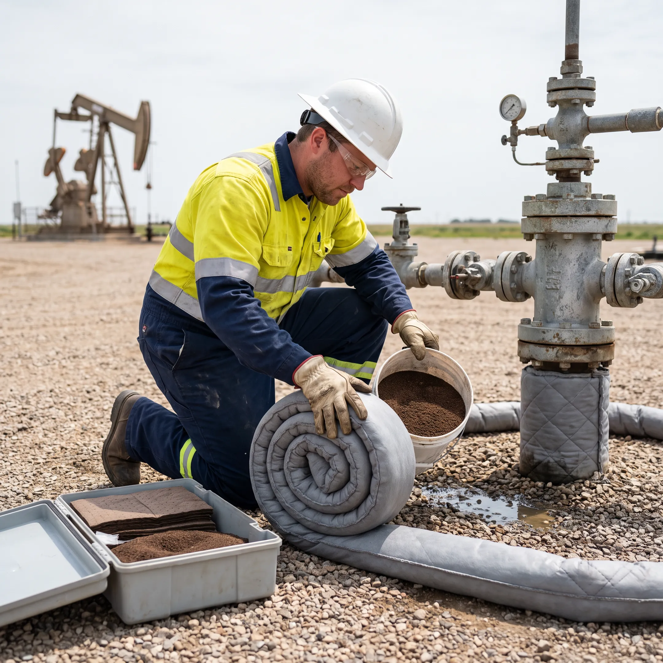 Oil and gas spill kit use