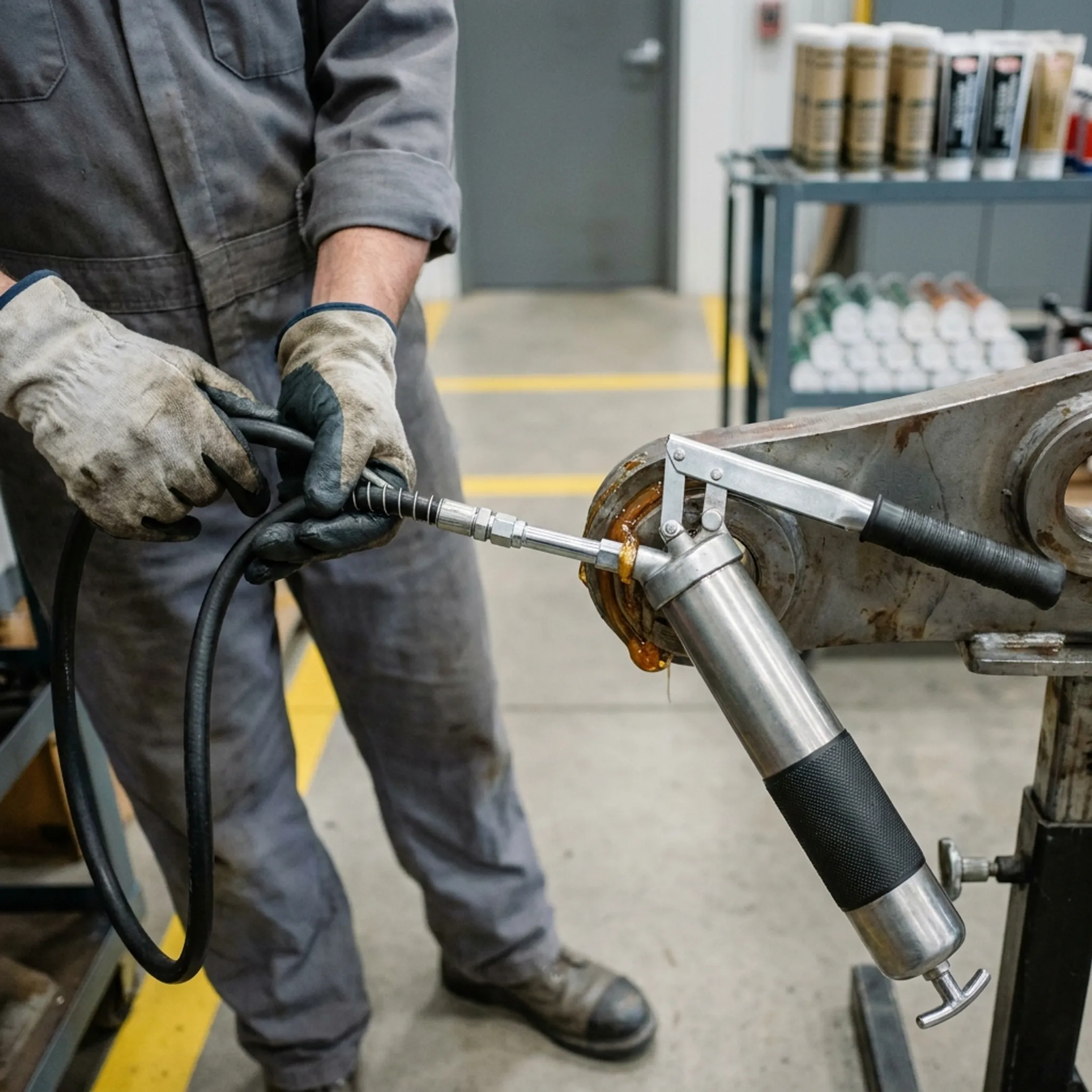 Heavy Equipment Maintenance grease application