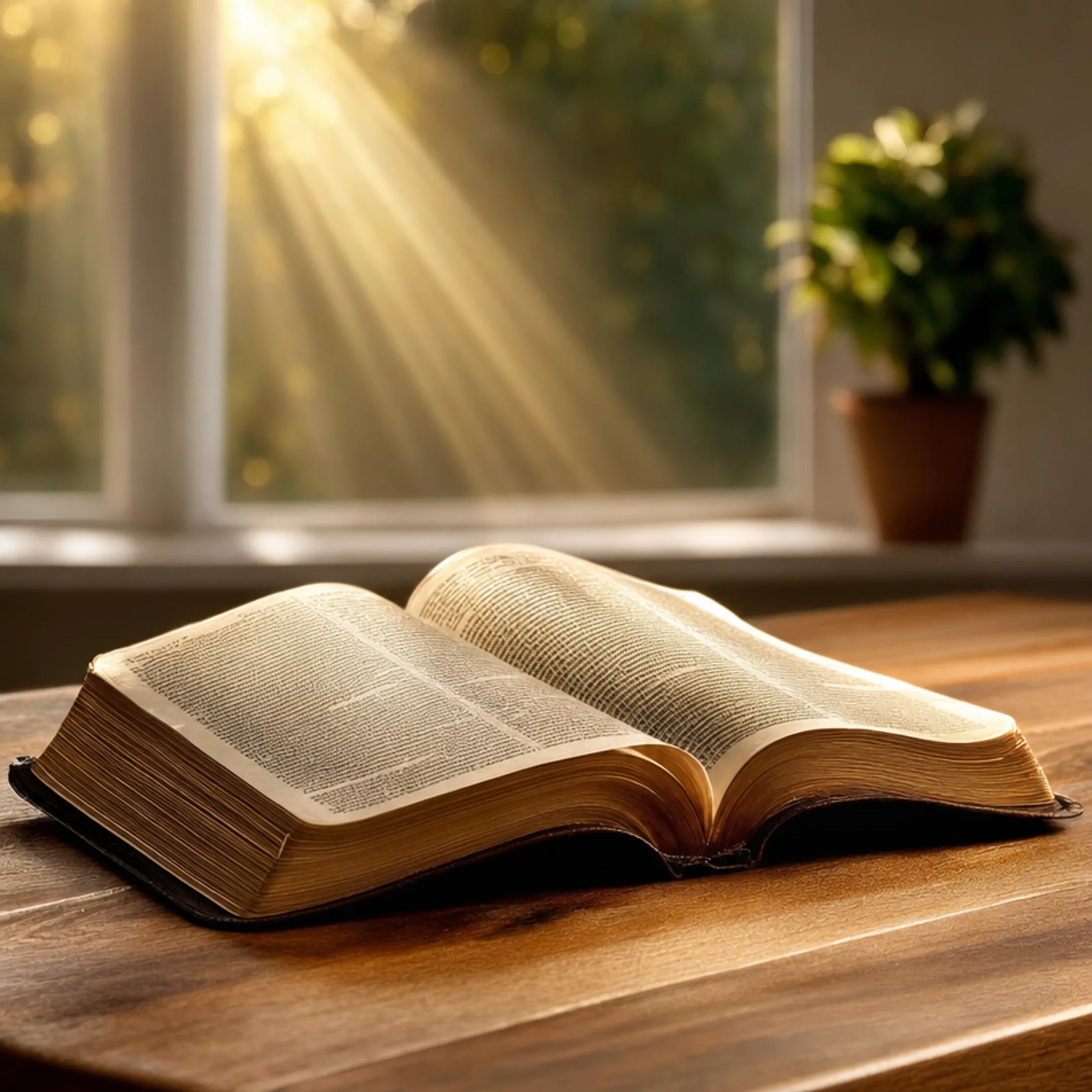 Open Bible with soft natural light representing scripture reflection