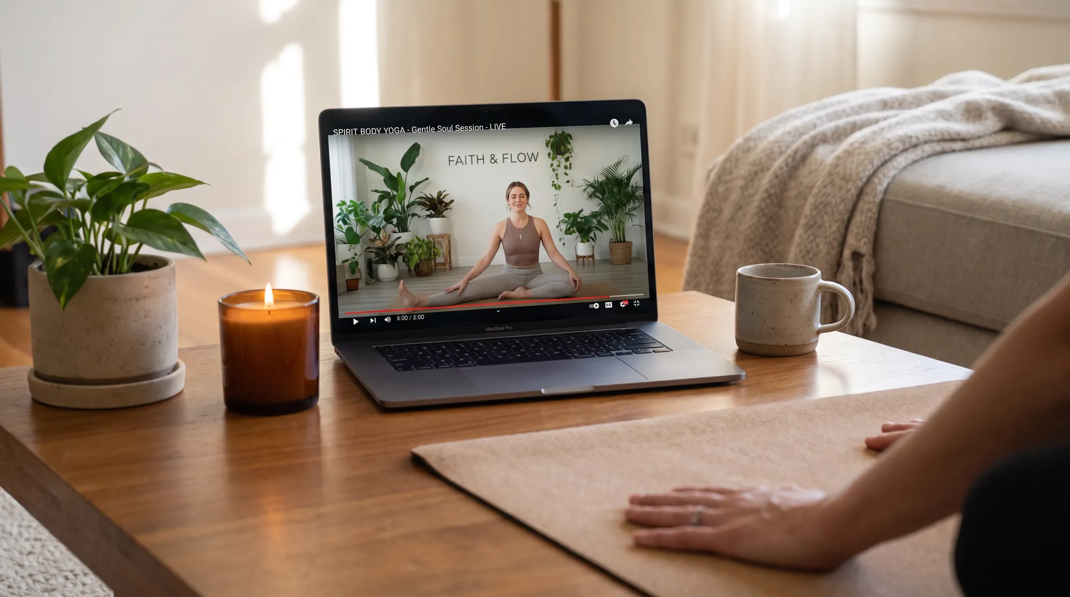 Spirit Body Yoga online class interface with instructor leading session