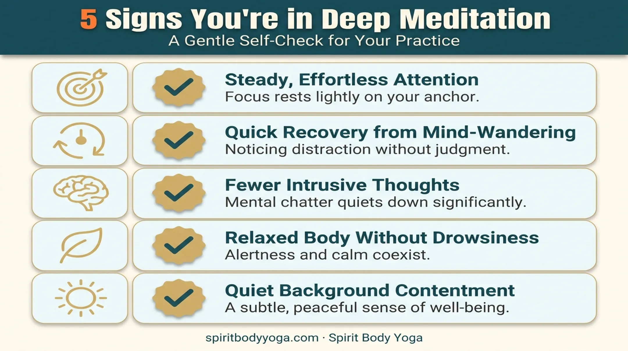 Five signs of reaching deep meditative state checklist