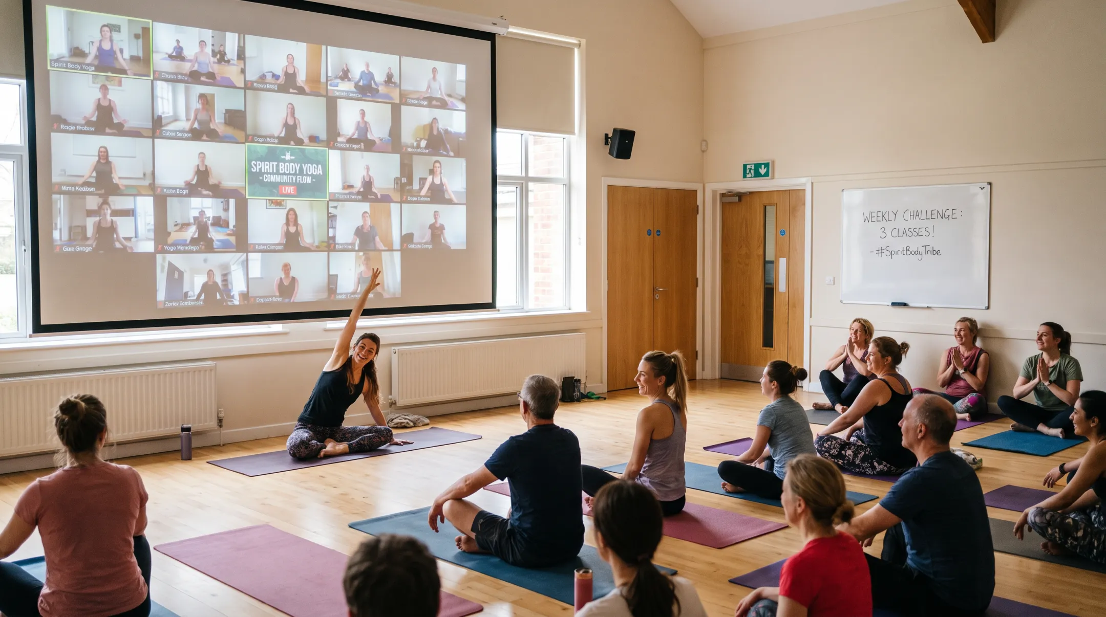 Spirit Body Yoga members practicing together in livestream group class