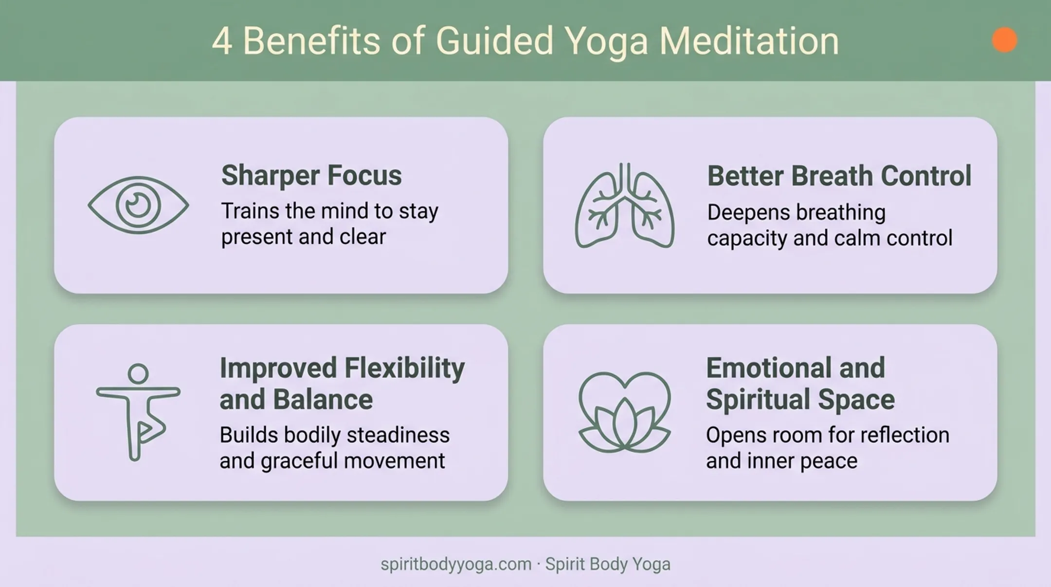 Core benefits of guided yoga meditation including focus and breath control