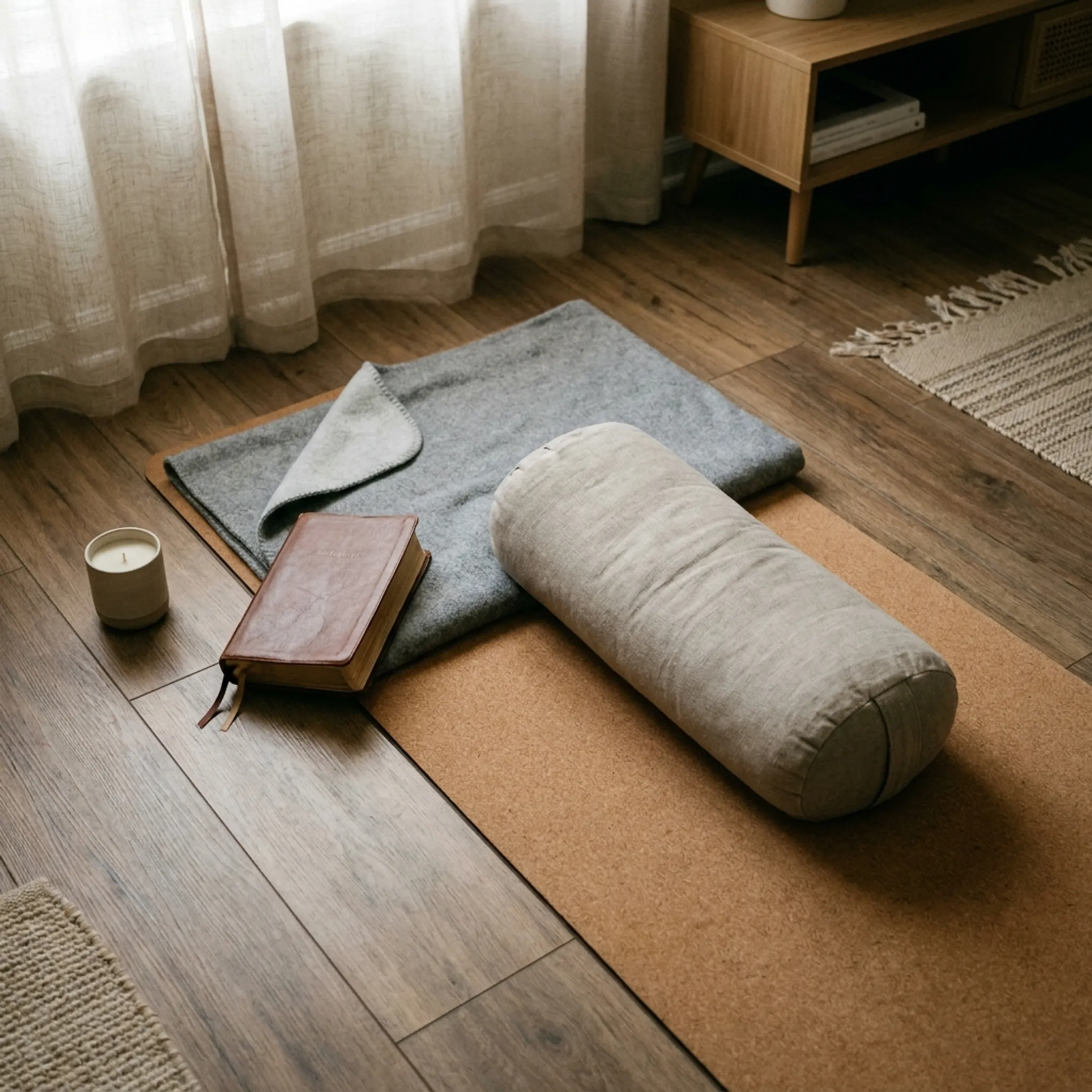 Christian meditation with blanket and Bible
