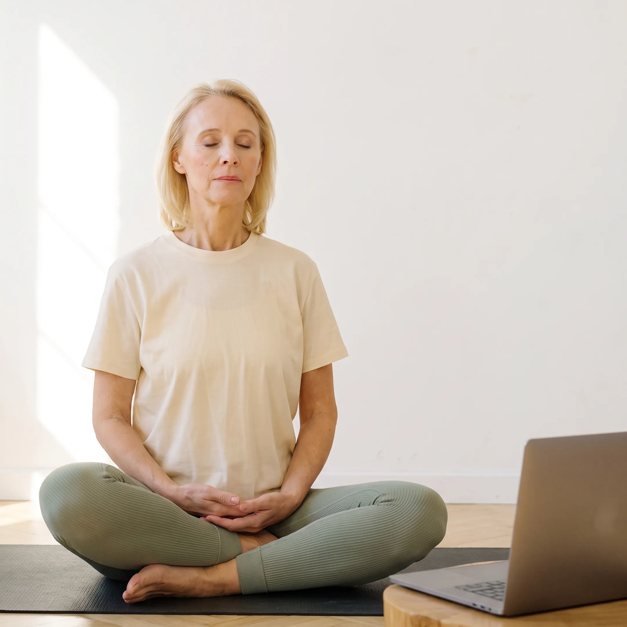Instructor leading an online yoga practice