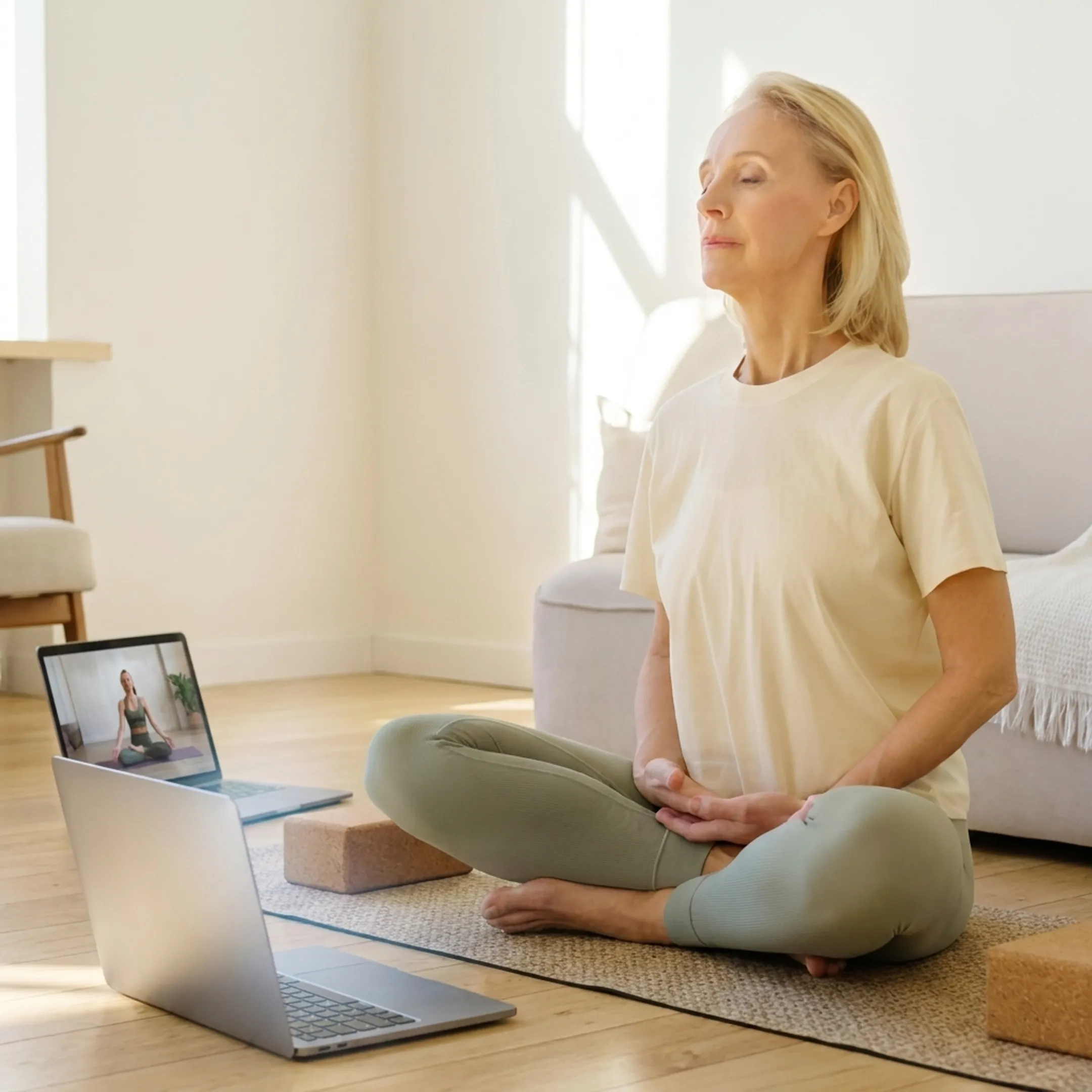Online faith-based yoga class at home