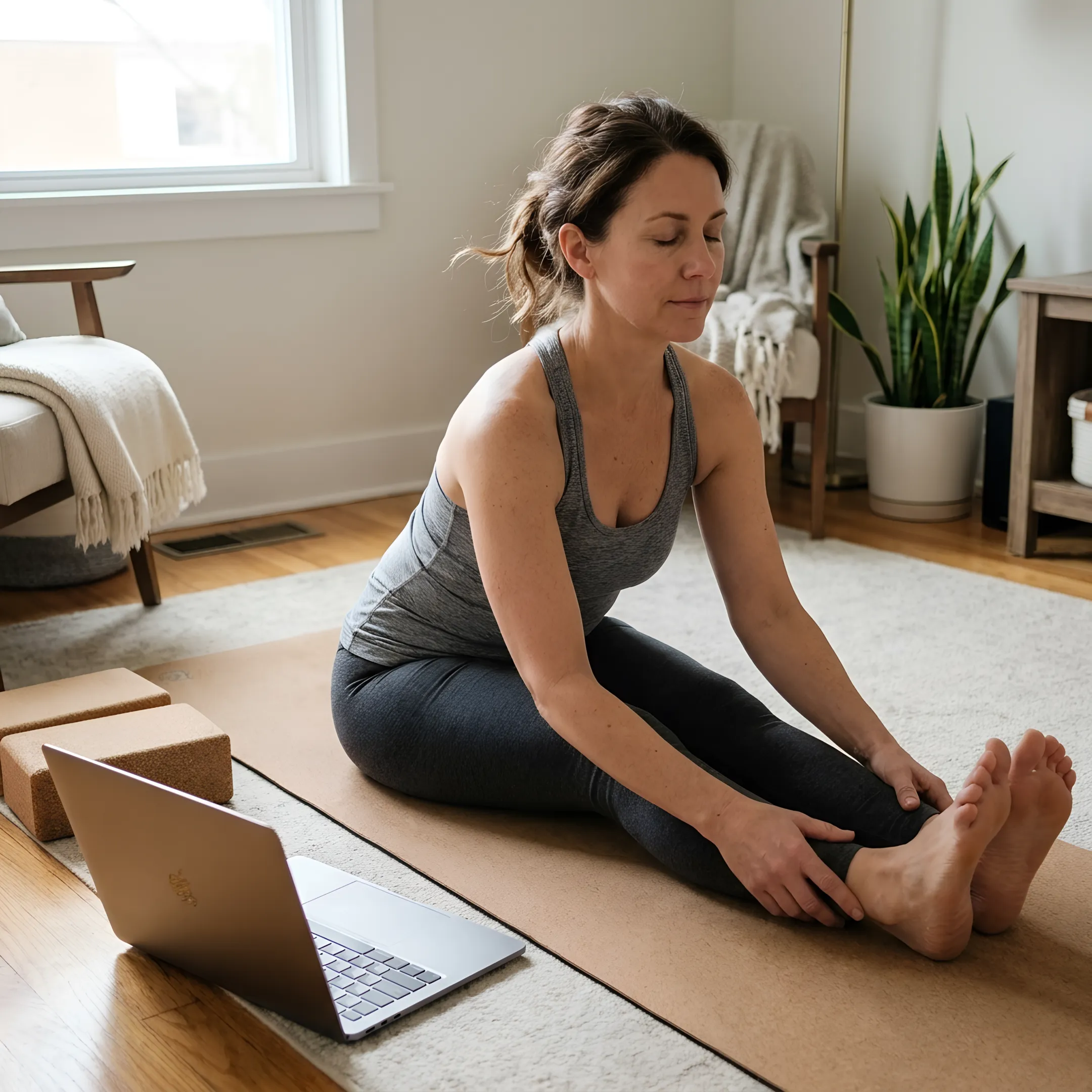 Online faith-based yoga class at home
