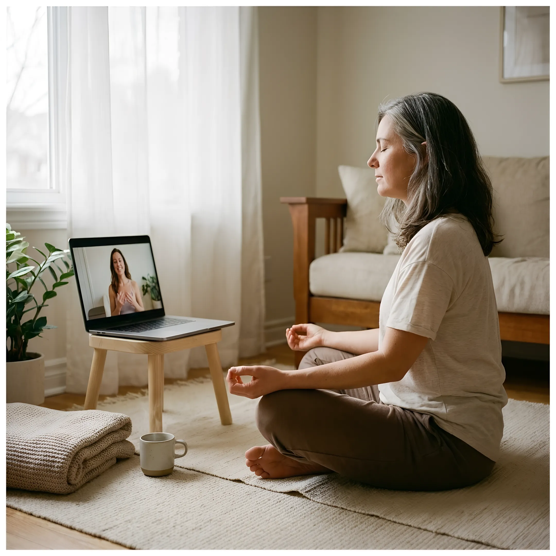 Guided online meditation at home