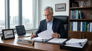 Spotz Scientific founder reviewing federal grant proposal documents at desk