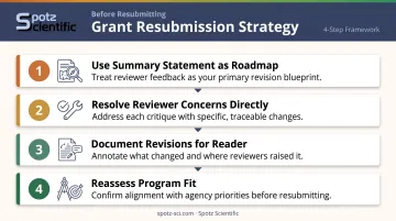 Four-step federal grant resubmission strategy process flow diagram