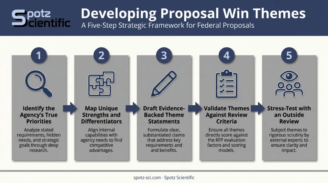 5-step process for developing scientific research proposal win themes