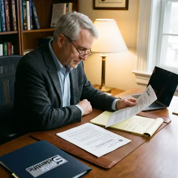 Scientific advisor reviewing federal research proposal