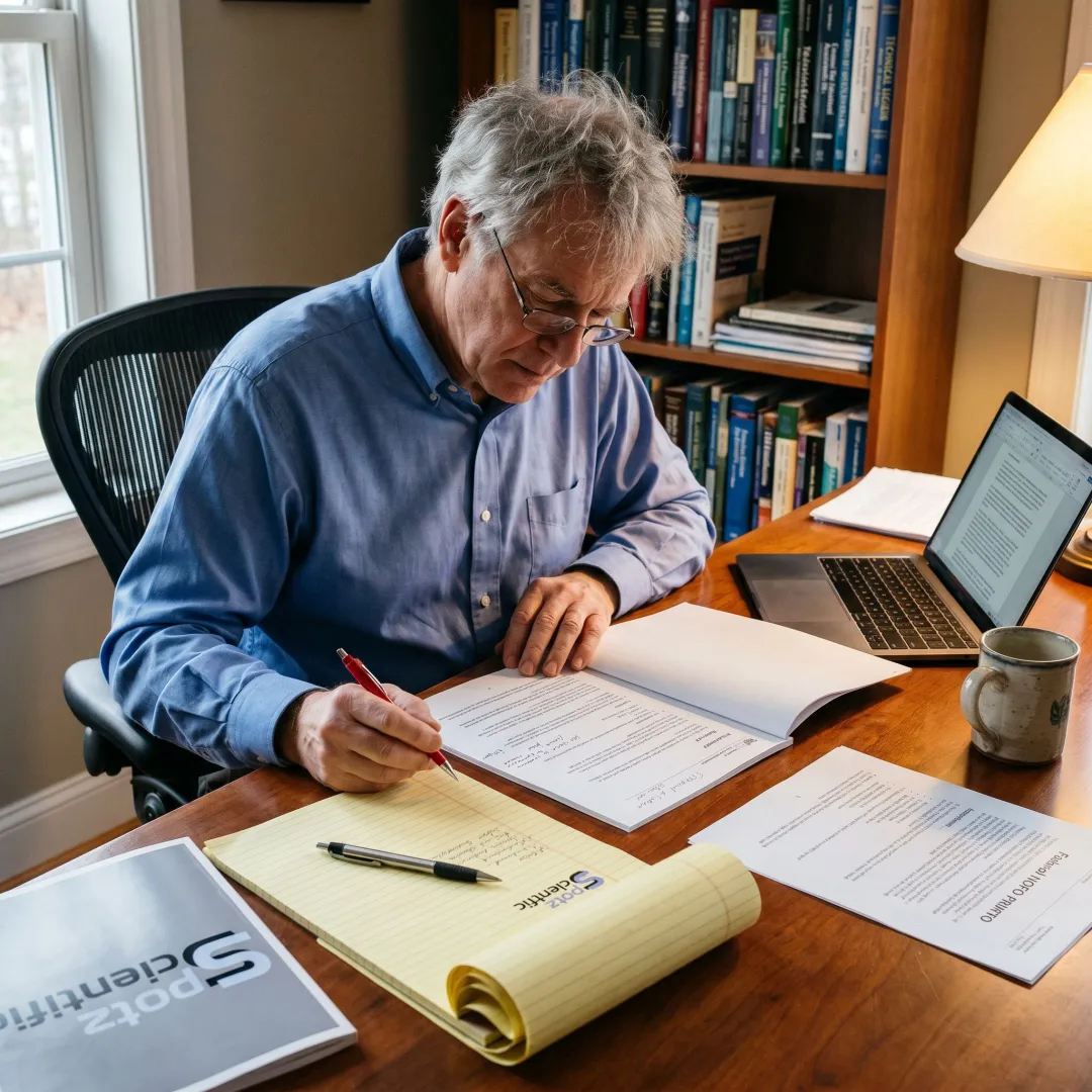 Consultant reviewing a scientific research grant proposal