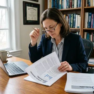 Research consultant reviewing a scientific proposal