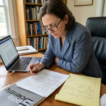 Consultant reviewing a scientific research proposal