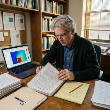 Researcher reviewing early career proposal documents