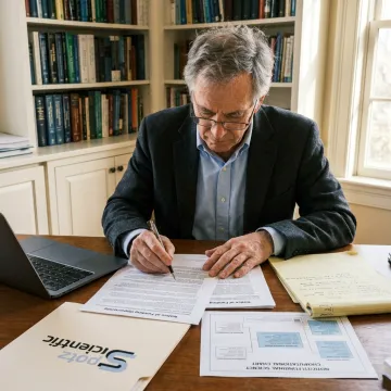 Grant strategy consultant reviewing research proposal