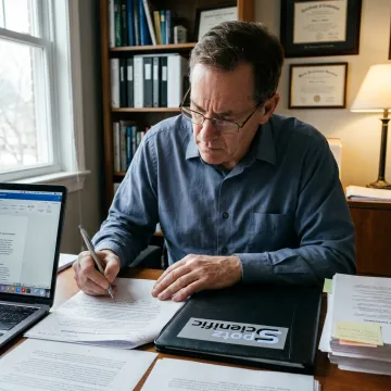 Grant consultant reviewing a scientific research proposal