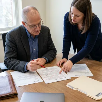 Consultant reviewing federal research proposal materials