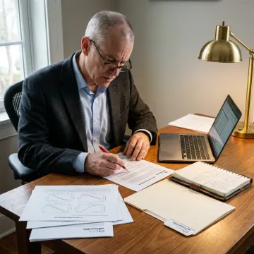 Consultant reviewing scientific grant proposal