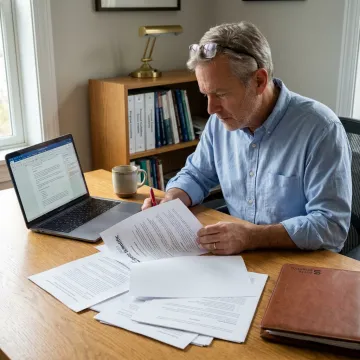 Consultant reviewing scientific research proposal draft