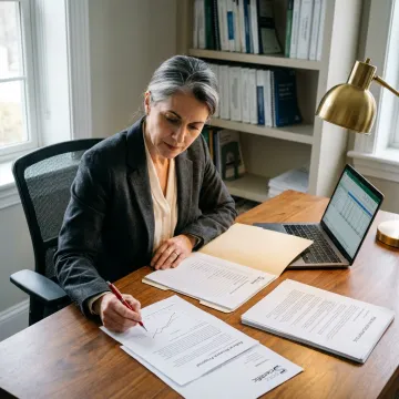 Consultant reviewing a scientific research proposal