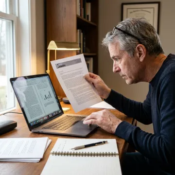 Grant proposal review consultant analyzing a research funding draft
