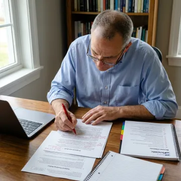 Consultant reviewing federal research proposal process