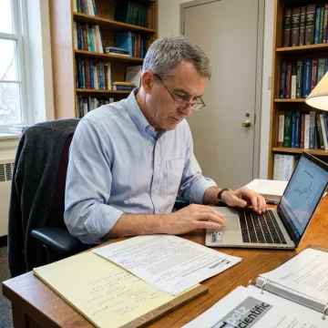 Researcher reviewing a federal research proposal