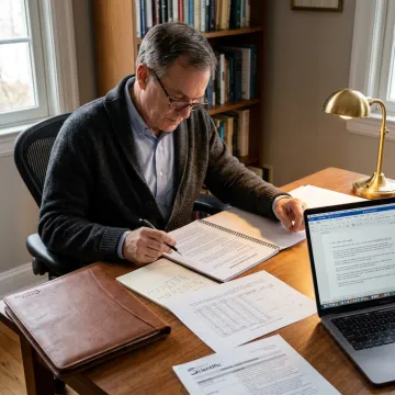 Researcher reviewing a federal grant proposal