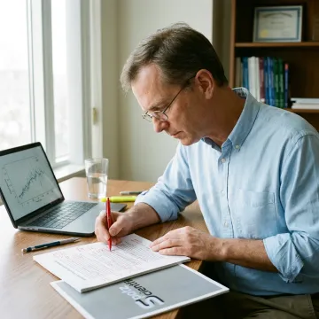 Researcher reviewing a federal grant proposal