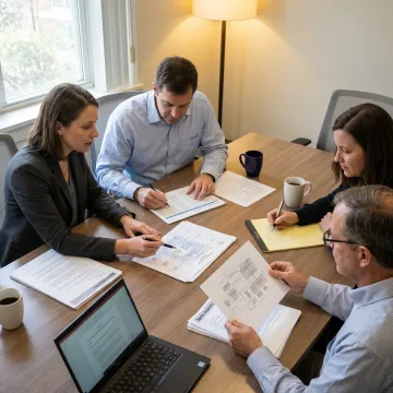Research team reviewing an AI institute proposal
