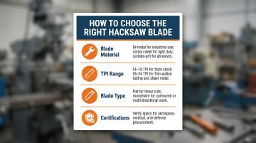 Hacksaw blade selection criteria checklist material TPI application and certifications