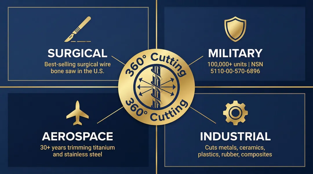 Spyral Saw 360-degree multi-directional cutting capabilities across four industry sectors